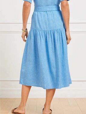 Talbots Teal Blue Midi Tiered Skirt